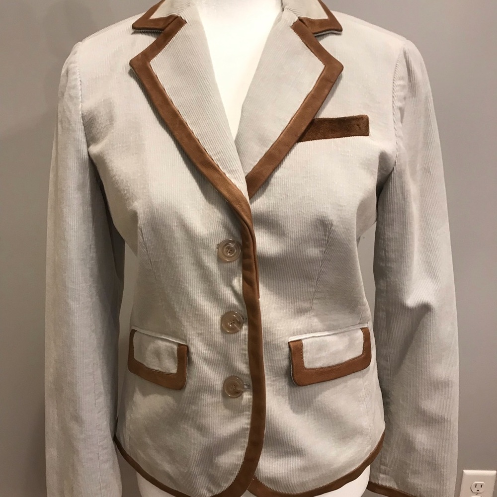 NEW JCrew corduroy blazer with leather trim, Sz 8